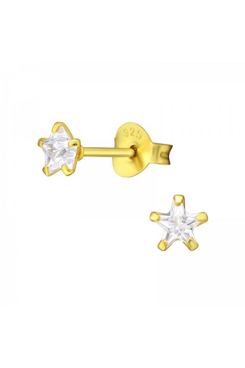 Sterling Silver Star 4mm Ear Studs With Cubic Zirconia - VM