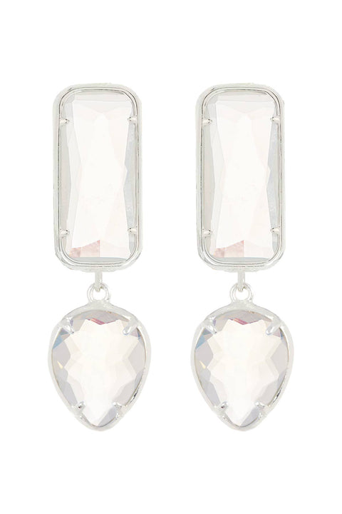 Moonstone Crystal Hanging Post Earrings - SF