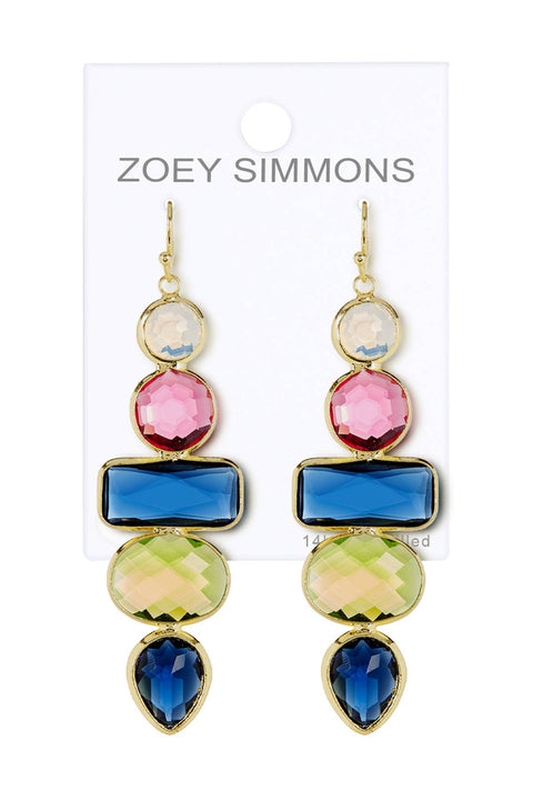 London Blue Crystal & Mixed Crystal Drop Earrings - GF
