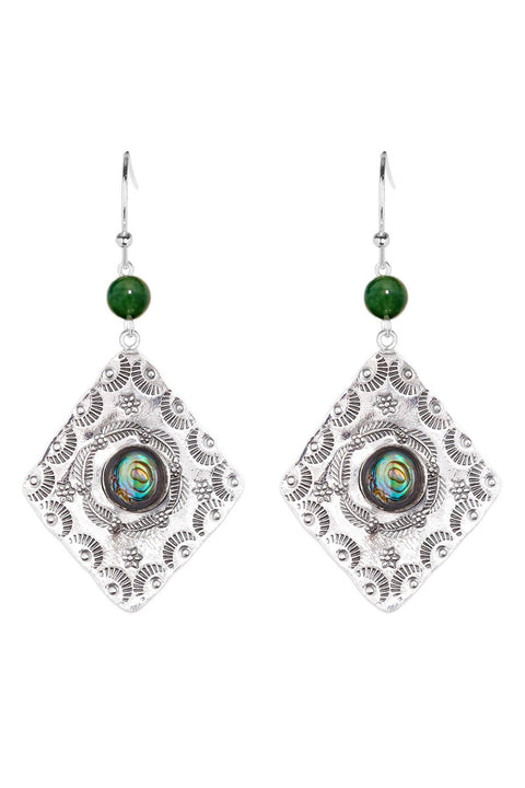 Abalone With Green Agate Drop Earrings - SF