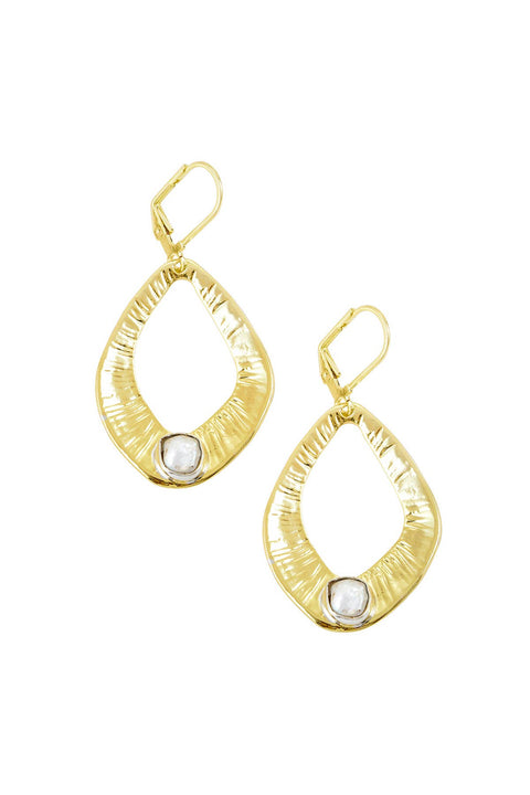 Freshwater Pearl Geo Drop Earrings In Gold - GF