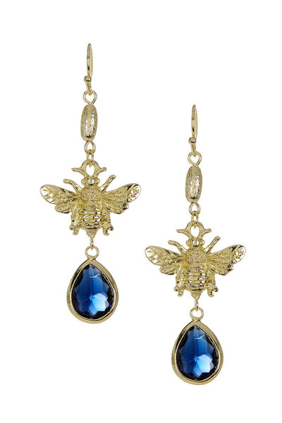 London Blue Crystal Bee Earrings - GF