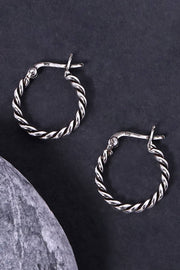 Sterling Silver Oxidized Hoop Earrings - SS