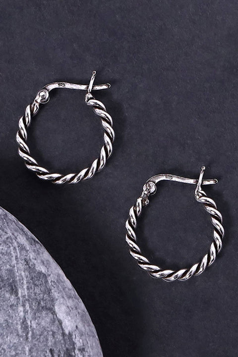 Sterling Silver Oxidized Hoop Earrings - SS