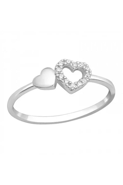Sterling Silver Heart Ring With Cubic Zirconia - SS