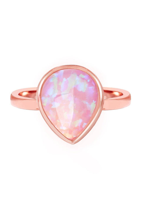 Opal Cotton Candy Teardrop Ring - SF
