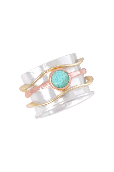 Amazonite Tri-Tone Spinner Ring - SF