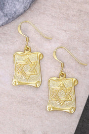 14k Gold Plated Star Of David Drop Earrings - GF