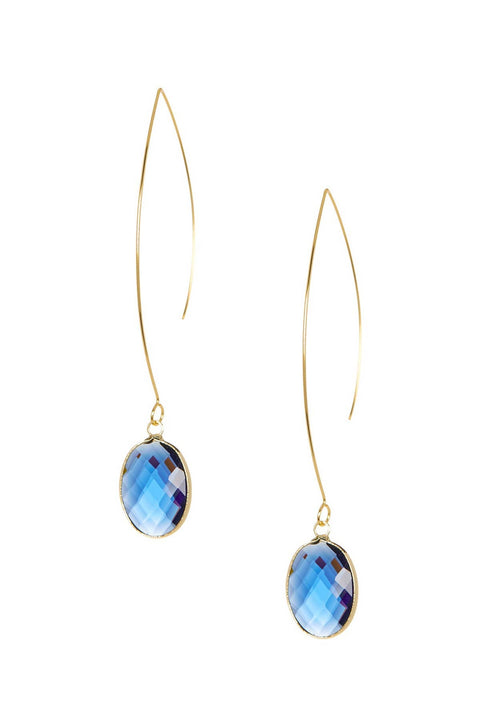 London Blue Crystal Hoop Earrings In Gold - GF