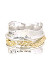 Hammered Wave Band Spinner Ring - SF