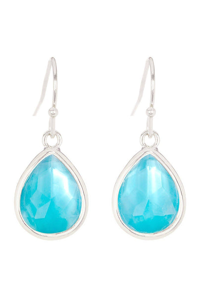 Blue Mother Of Pearl Drop Earrings - SF