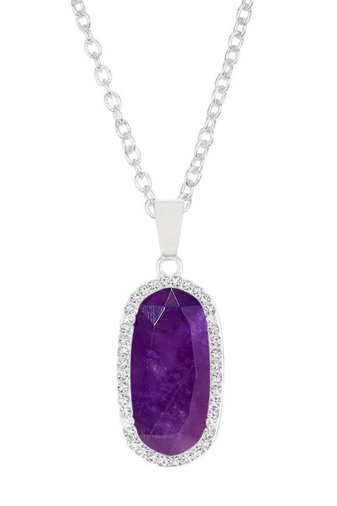 Amethyst Halo Pendant Necklace - SF