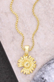 14k Gold Plated Sunflower Pendant Necklace - GF