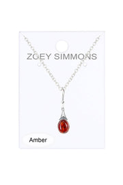 Baltic Amber & Sterling Silver Pendant Necklace - SS