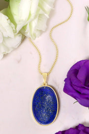 Lapis Cabochon Pendant Necklace - GF