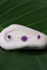 Amethyst Cuff Bracelet In Silver - SF