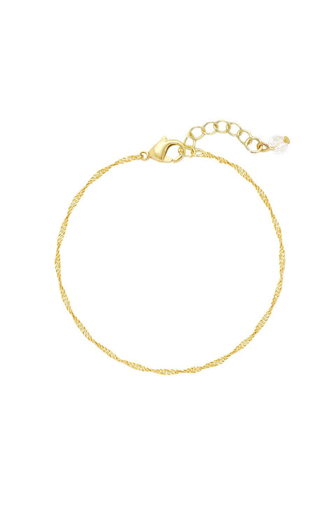 14k Gold Plated 1.5mm Singapore Chain Bracelet - GP