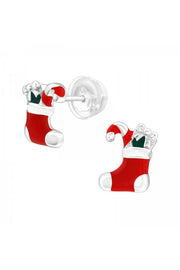 Children's Sterling Silver Socks Ear Studs With Epoxy - SS