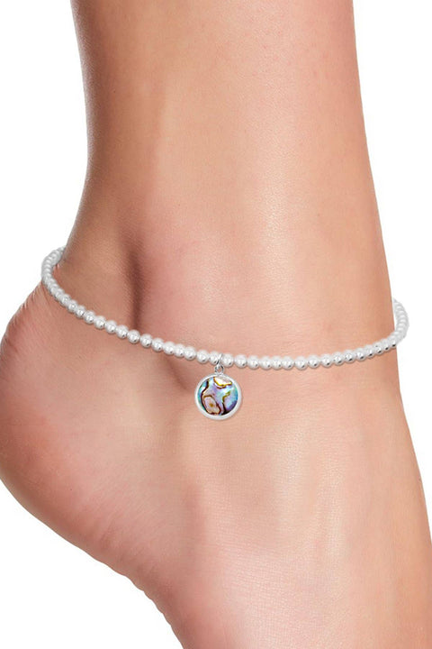 Abalone Beaded Round Charm Anklet - SF