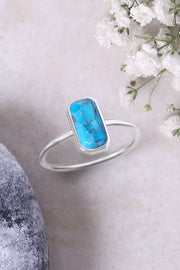 Turquoise Rectangle Petite Ring - SF