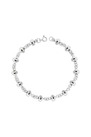 Sterling Silver Hearts & Beads Charm Bracelet - SS