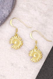 14k Gold Plated Sunflower Drop Earrings - GF