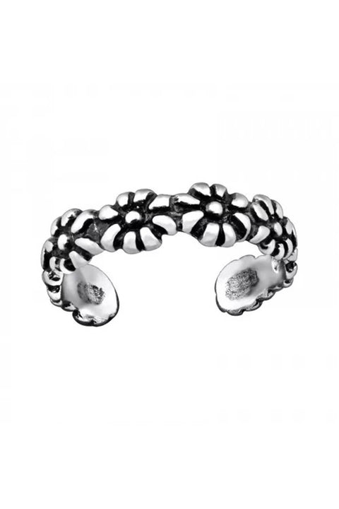 Sterling Silver Flower Adjustable Toe Ring - SS