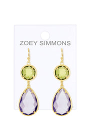 Lavender & Peridot Crystal Drop Earrings - GF