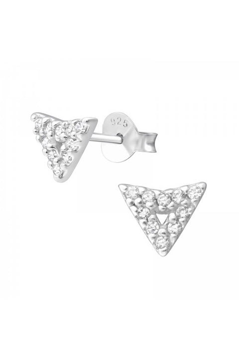 Sterling Silver Arrow Ear Studs With Cubic Zirconia - SS