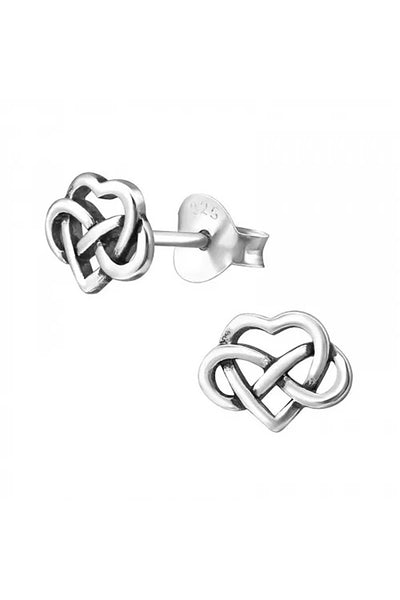 Sterling Silver Celtic Heart Ear Studs - SS