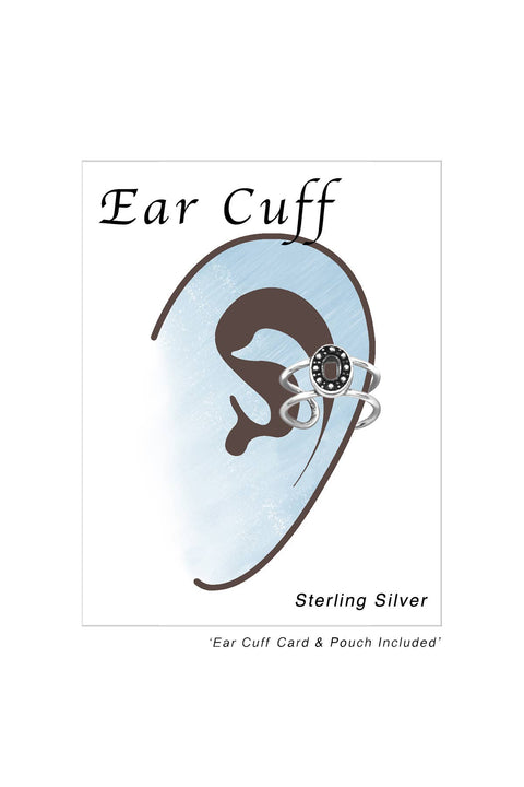 Sterling Silver Oval Ear Cuff - SS