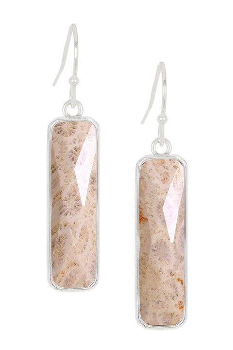 Lily Fossil Rectangle Drop Earrings - SF