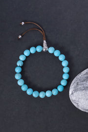 Turquoise Mala Prayer Beaded Adjustable Bracelet - SF