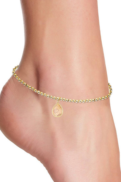Lily Fossil Beaded Charm Anklet - GF