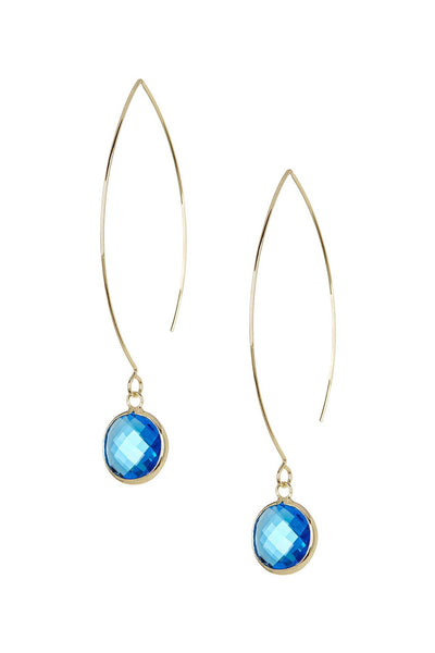 Swiss Blue Crystal Hoop Earrings In Gold - GF