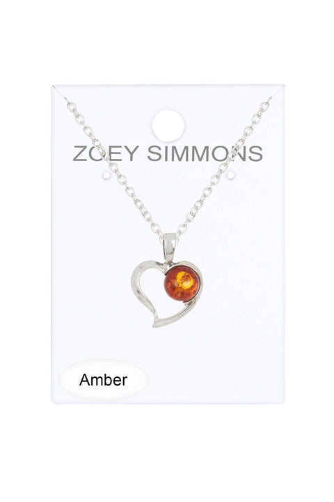 Baltic Amber & Sterling Silver Pendant Necklace - SS