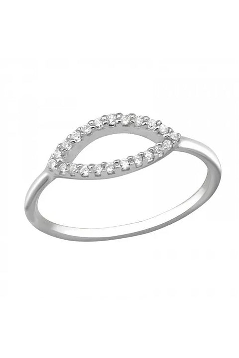 Sterling Silver Elipse Ring With CZ - SS