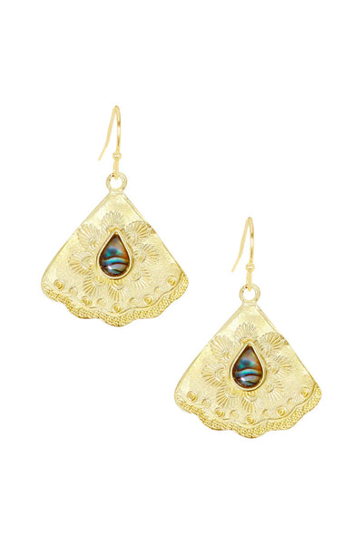 Abalone Bali Style Fan Earrings - GF