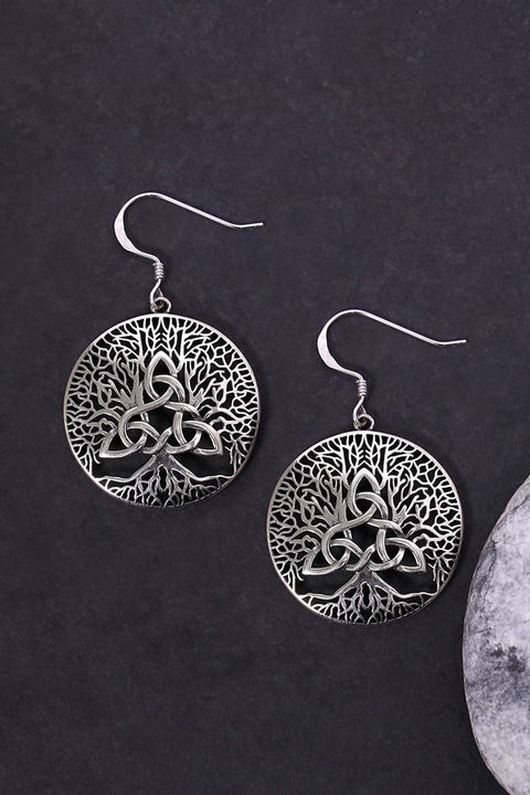 Sterling Silver Celtic Gaia Drop Earrings - SS
