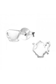 Sterling Silver Tea Pot Ear Studs - SS