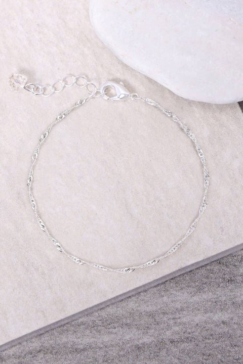 Silver Plated 1.5mm Singapore Chain Bracelet - SP