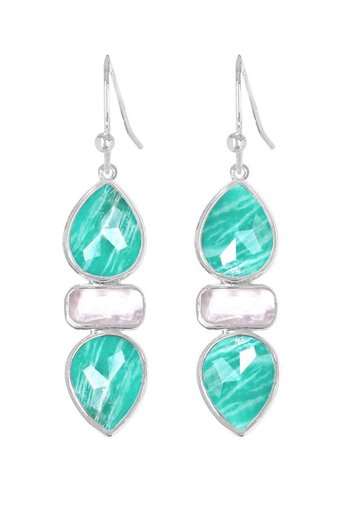 Amazonite With Pearl Drop Earrings - SF