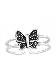 Sterling Silver Butterfly Adjustable Toe Ring - SS