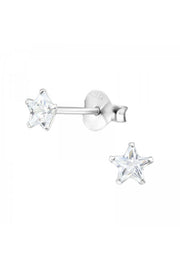 Sterling Silver Star 4mm Ear Studs With Cubic Zirconia - SS
