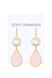 Rose & Moonstone Crystal Drop Earrings - GF