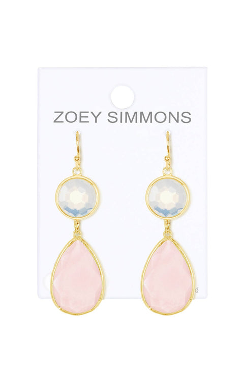 Rose & Moonstone Crystal Drop Earrings - GF