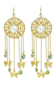 Moonstone Crystal Butterfly Drop Earrings - GF