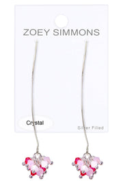 Pink Austrian Crystal Dangle Earrings - SF