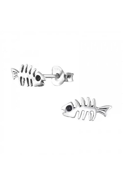 Sterling Silver Fishbone Ear Studs - SS