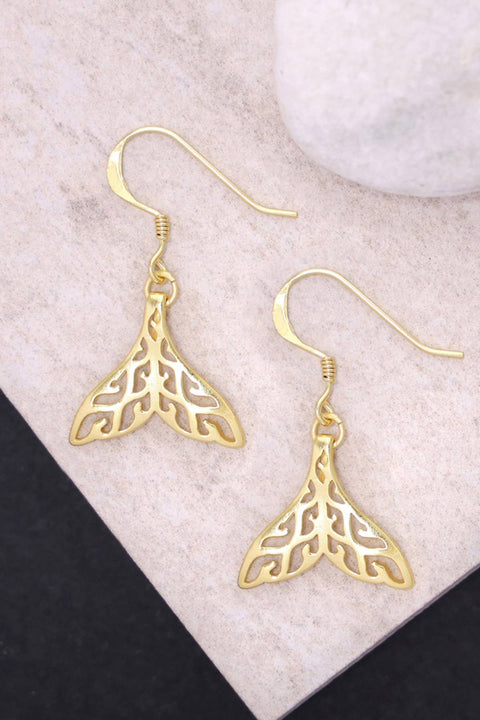 Whale Tail Drop Earrings - GF
